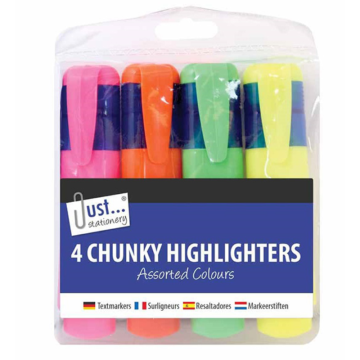 Just Stationery Chunky Highlighters (Pack of 4)