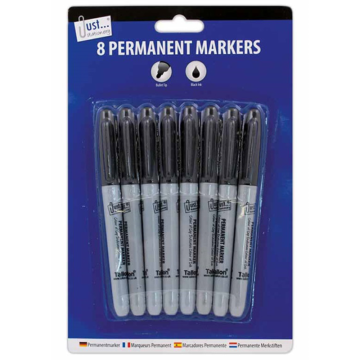 Just Stationery Black Permanent Markers (Pack of 8)