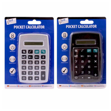 Just Stationery Pocket Calculator Black &amp; Silver