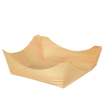 Disposable Serving Pieces Square Wood Bowl, Natural, 10x10x3.5cm (Pack 50)