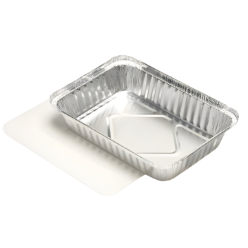 Aluminium Foil Square Container and Lid 21.4x15x4cm 0.8L (Pack 25)