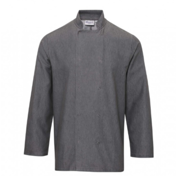 Denim Chef&#039;s Jacket Long Sleeve Grey in X Large