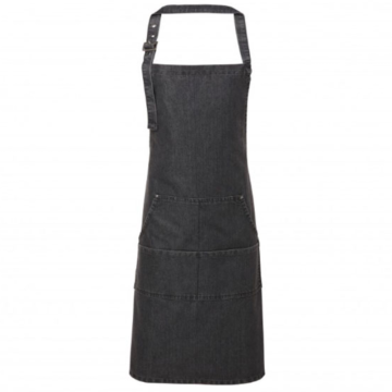 Denim Bib Apron Black 72 x 86 cm