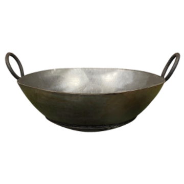 Round Black Iron Karahi Double Base 28&quot;