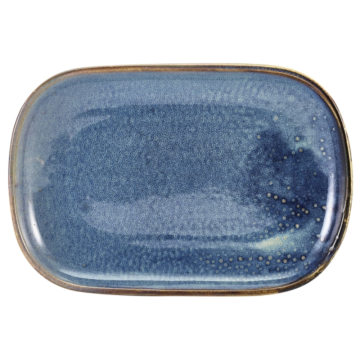 Genware Terra Porcelain Aqua Blue Rectangular Plate 24 x 16.5cm