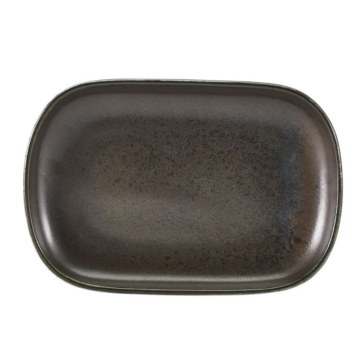 Genware Terra Porcelain Black Rectangular Plate 24 x 16.5cm