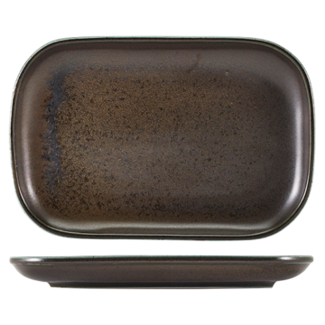 Genware Terra Porcelain Black Rectangular Plate 29 x 19.5cm