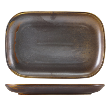 Genware Terra Porcelain Rustic Copper Rectangular Plate 29 x 19.5cm
