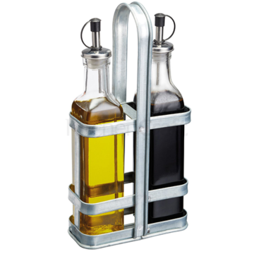 Kitchencraft Industrial Kitchen Vintage-Style Glass Oil and Vinegar Cruet Set (Pack2)