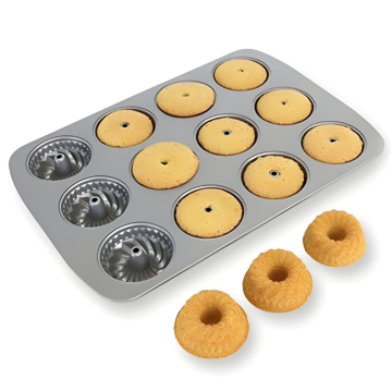 Non Stick 12 Cup Mini Fancy Ring Pan (37.3 x 26.1cm / 14.7 x 10.3&quot;)