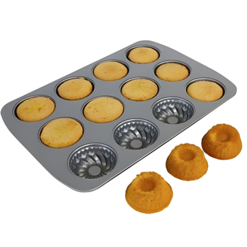Non Stick 12 Cup Mini Fluted Pan (37.3 x 26.1cm / 14.7 x 10.3&quot;)