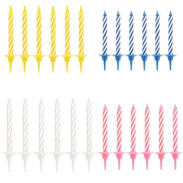 Tala 24 Candy Striped Candles and Holder