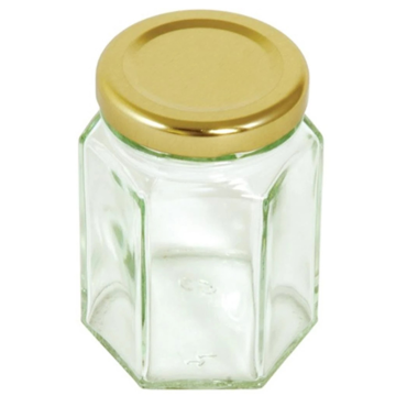 Tala Hexagnol Glass Jar with Gold Screw top Lid 110ml / 4oz