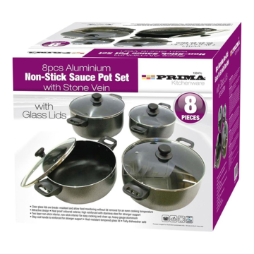 Prima Non Stick Casserole Set 8pcs 30,32,36,38cm (Pack 8)