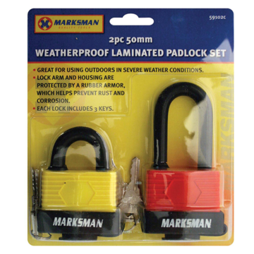 Marksman Weatherproof Padlock 50mm (Pack 2)