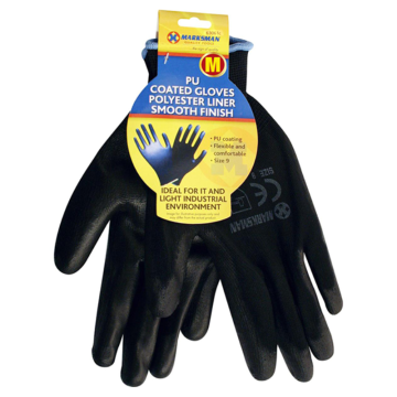 Marksman Black PU Coated Gloves Smooth Finish