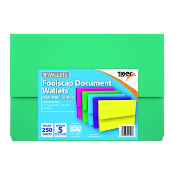 Tiger A4 + Card Document Wallets (Pack 5)