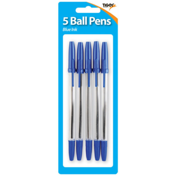 Tiger Ball Pens Blue Ink (Pack 5)