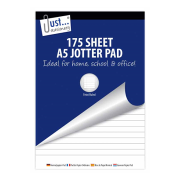 Just Stationery 175 Sheet A5 Feint Ruled Jotter Pad