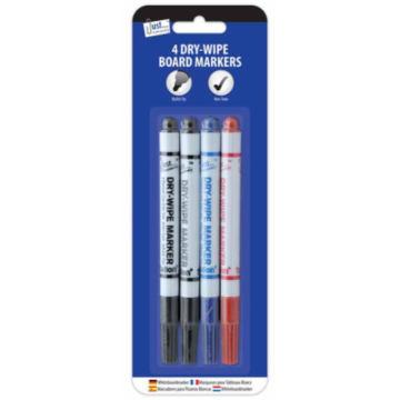 Just Stationery 4 Whiteboard Markers ass. Colours (Pack 4)