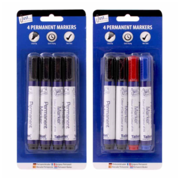 Just Stationery 4 Permanent Markers Chisel Tip (Pack 4)