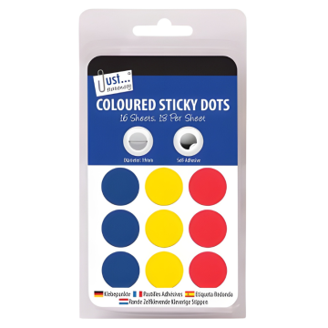 Just Stationery 288 Coloured 19mm Sticky Dots