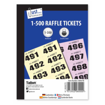 Just Stationery Cloakroom Tickets 1 - 500