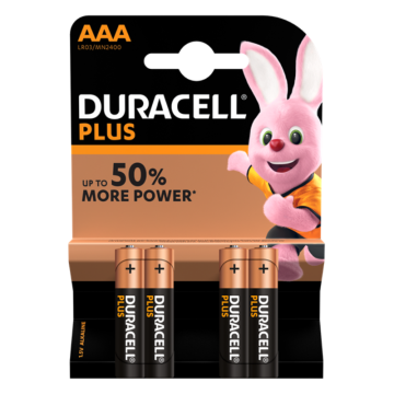 Duracell Plus Power Batteries AAA (Pack 4)