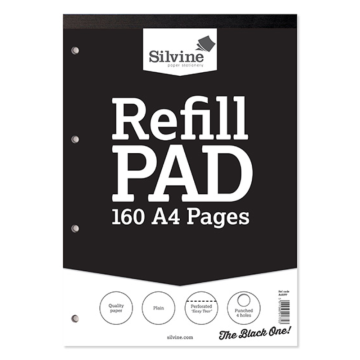 Silvine A4 Refil Pad 160 Pages Plain Perforated