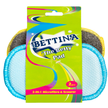 Bettina &quot;The Betty&quot; Pad 2 in 1 Microfibre &amp; Scourer (Pack 2)