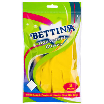 Bettina Yellow Washing Up Gloves Medium 2 Pairs (Pack 2)