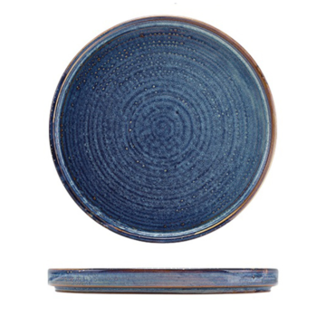 Genware Terra Porcelain Aqua Blue Low Presentation Plate 18cm
