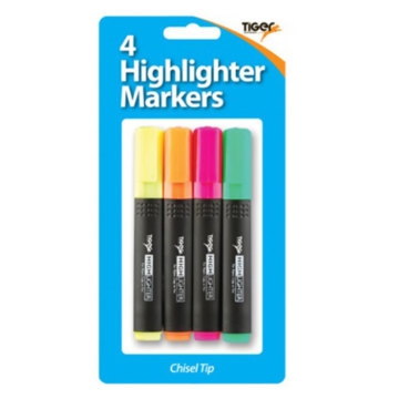 Tiger Highlighter Markers (Pack 4)