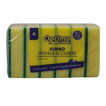 Optima Proclean Jumbo Sponge Scourers 14x10cm (Pack6)