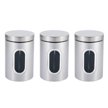 Royal Cuisine Steel Canister Set / Tea, Coffee, Sugar (Pack 3)