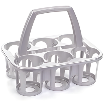 Plasticforte Silver 6 Bottle /Glass Carrier (10cm Hole)