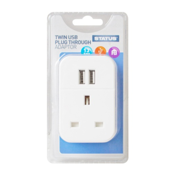 Status Power Adaptor with 2 x USB Charging Ports White