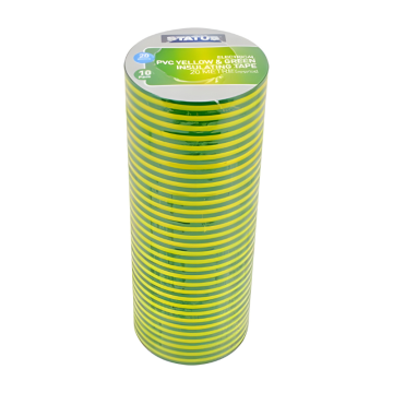 Status PVC Electrical Tape Yellow / Green 20 Meter (Pack 10)