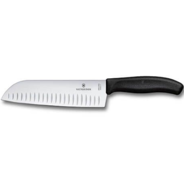 Victorinox SwissClassic Santoku Knife Fluted Edge in Black 17cm
