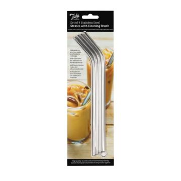 Tala Stainless Steel Straw with Cleaning Brush (Pack 4)