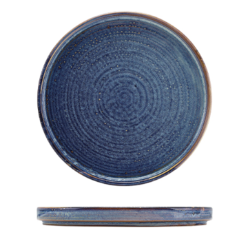 Genware Terra Porcelain Aqua Blue Low Presentation Plate 21cm
