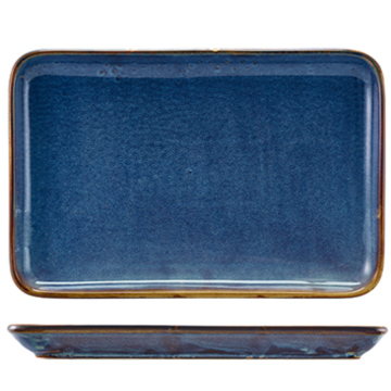 Genware Terra Porcelain Aqua Blue Rectangular Platter 30x20cm