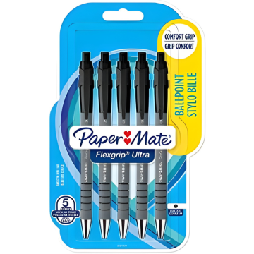 Paper Mate Flexgrip Ultra Retractable Ball Pen Black (Pack 5)