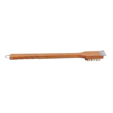Economy Wooden Grill Brush with scraper 44cm