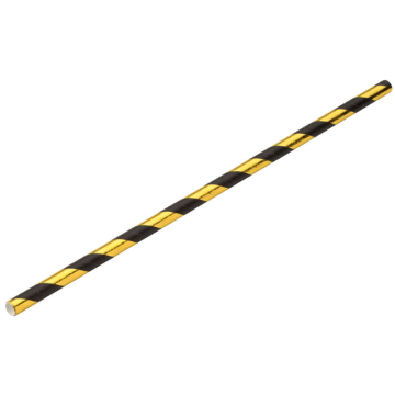 Paper Gold/Black Stripe Straw 8&quot; x 6mm (Pack 250)