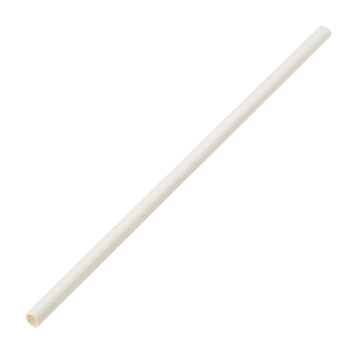 Paper Solid White Straw 8&quot; x 6mm (Pack 250)