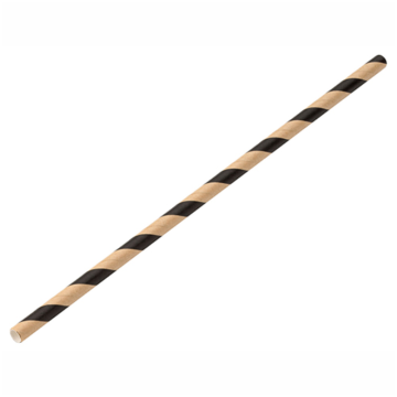 Paper Brown/Black Stripe Straw 8&quot; x 6mm (Pack 250)