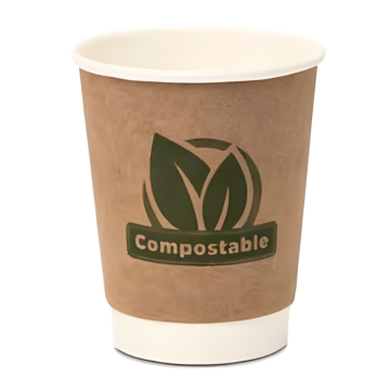 Brown Compostable Double Wall Hot Drink / Coffee Cup 12oz (Pack 25) [500]