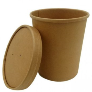 Kraft Paper Soup Cup and Lid 227ml/8oz (Pack 25)