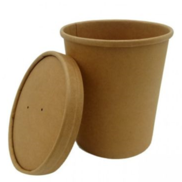Kraft Paper Soup Cup and Lid 340ml/12oz (Pack 25)